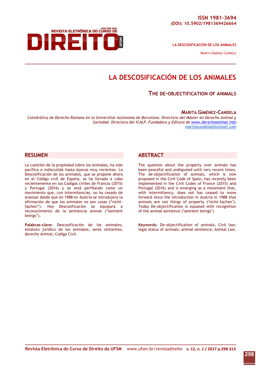 Pdf La Descosificacion De Los Animales