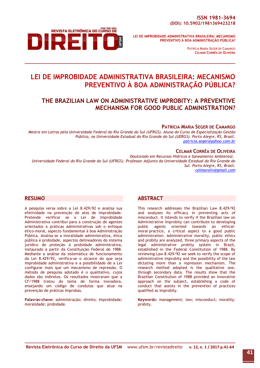 PDF) Crime de Responsabilidade e Improbidade Administrativa: Há