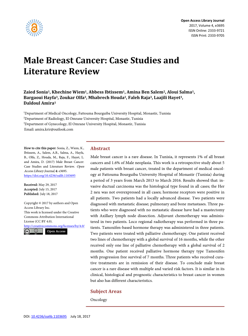 male breast cancer literature review