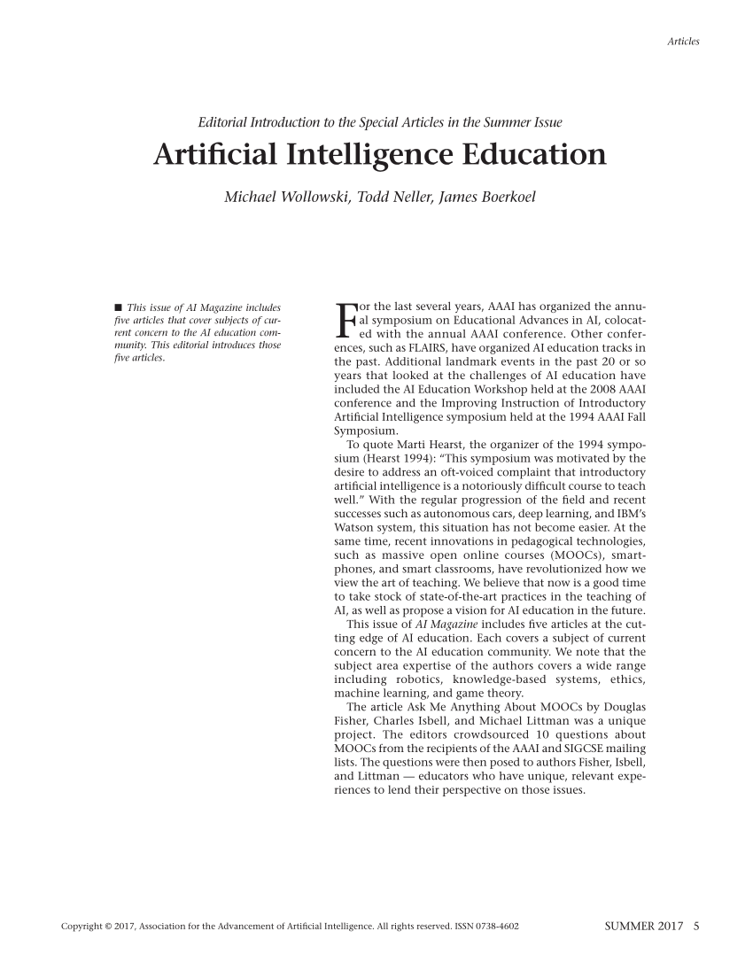 artificial intelligence in education scholarly articles