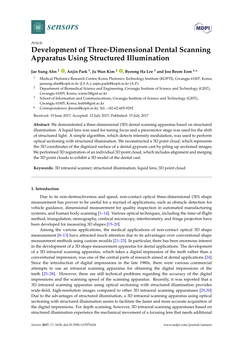 Pdf Assessing The Performance Of A Structured Light Scanner