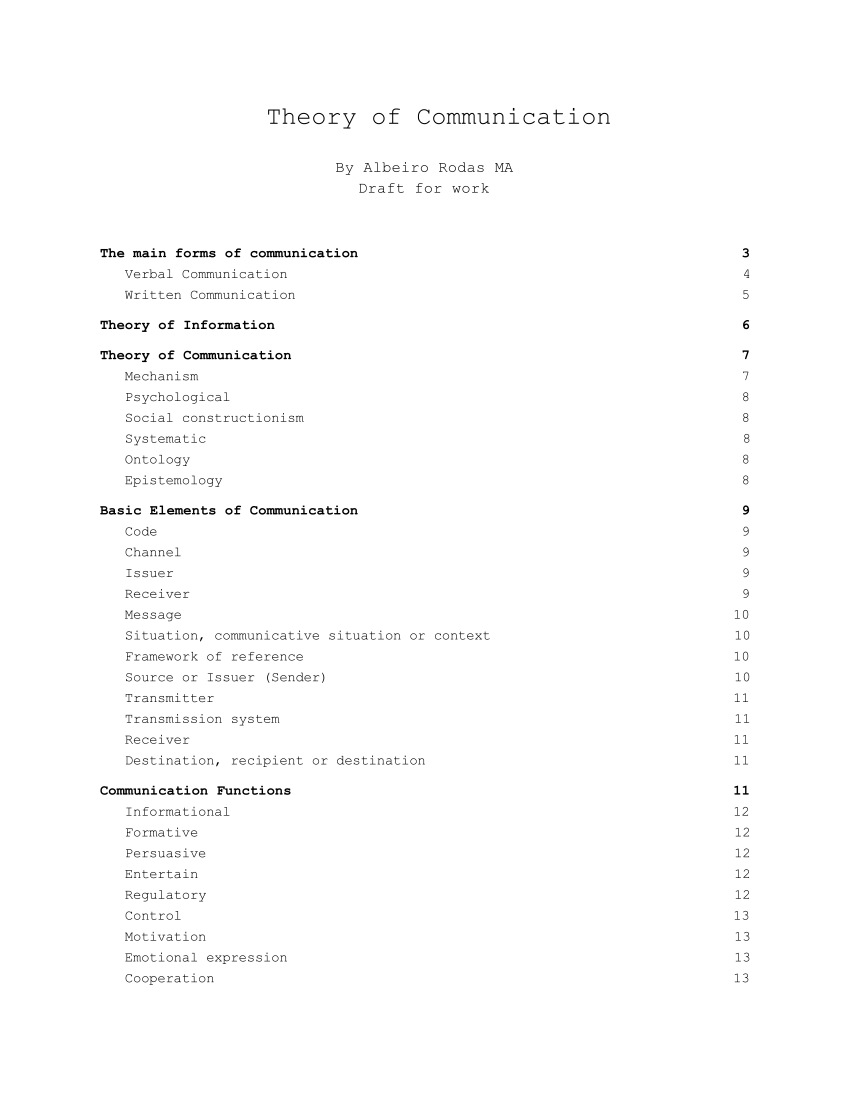 literature review communication theories