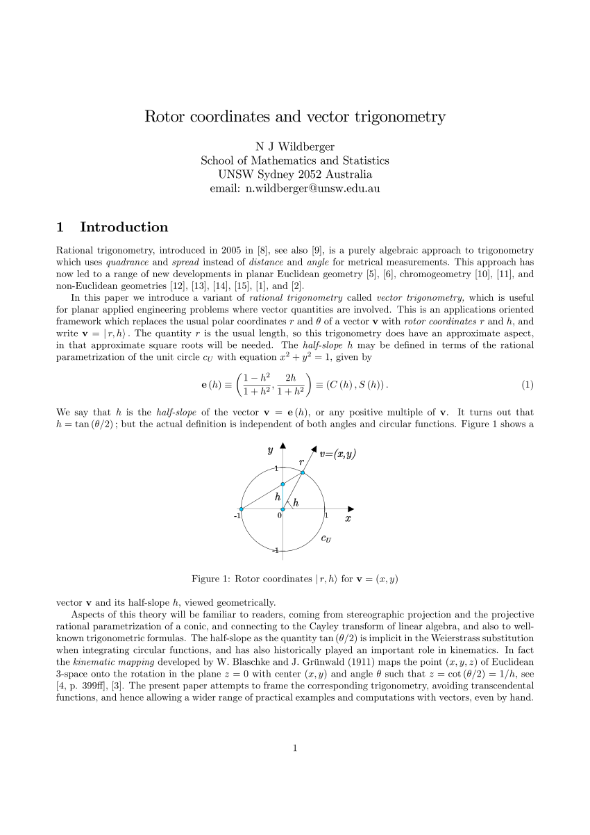 Pdf Rotor Coordinates And Vector Trigonometry