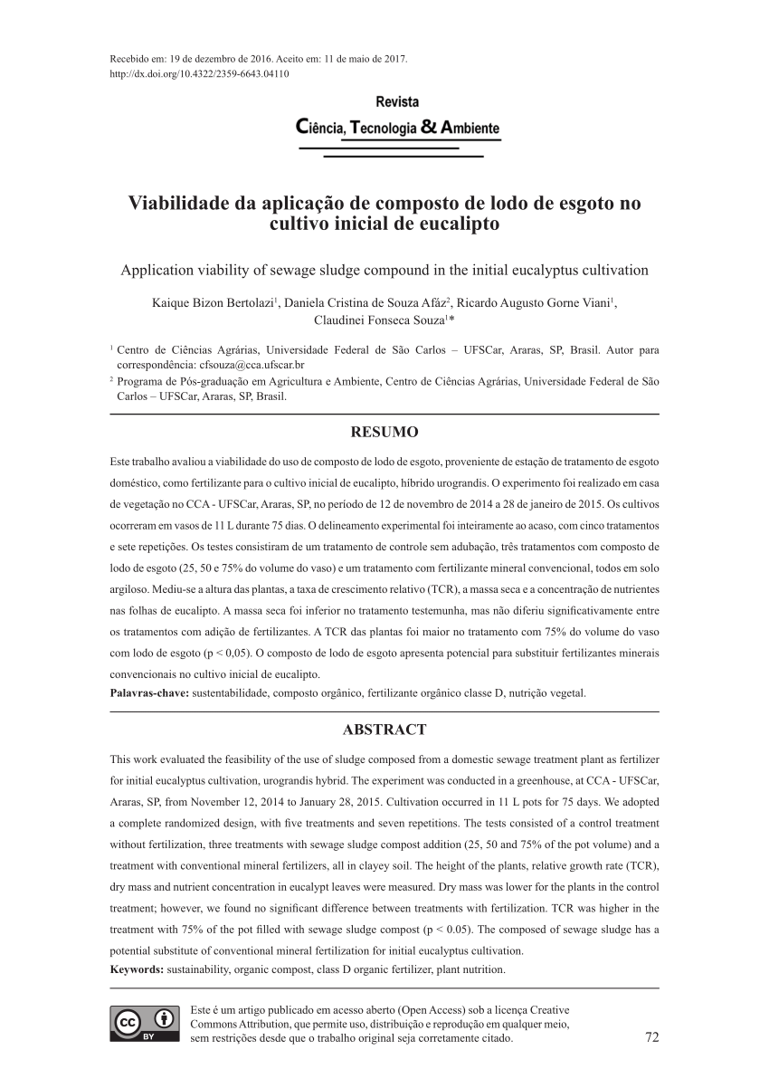 PDF) Composto de lodo de esgoto para o cultivo inicial de eucalipto