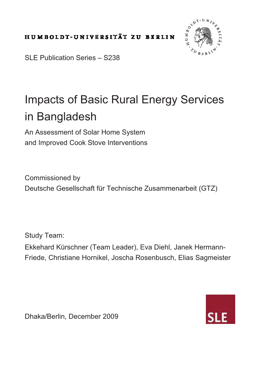 PDF) Impacts of Basic Rural Energy Services in Bangladesh