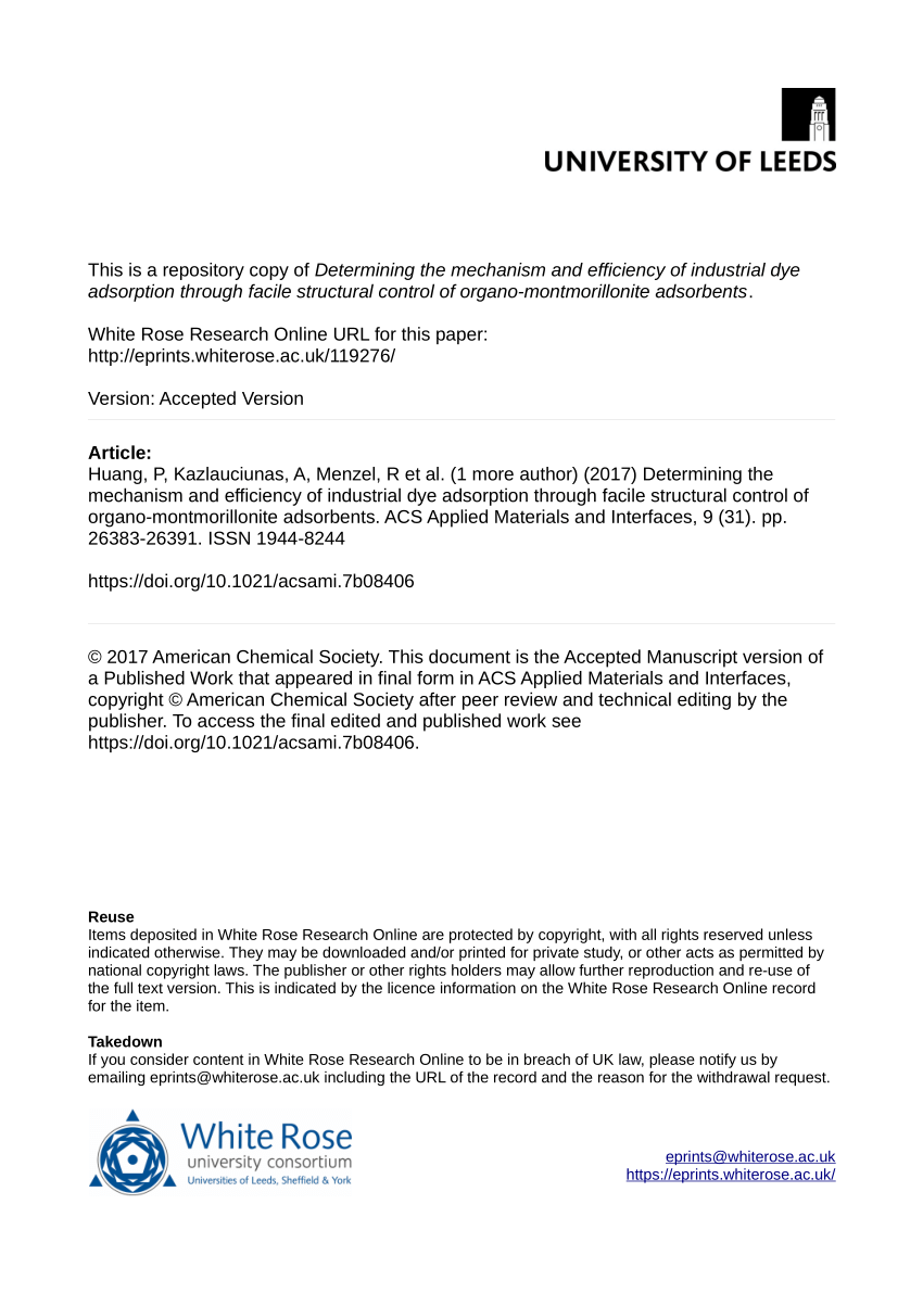 Pdf Determining The Mechanism And Efficiency Of Industrial Dye Adsorption Through Facile Structural Control Of Organo Montmorillonite Adsorbents - i am so sexy song roblox xd 1 hr