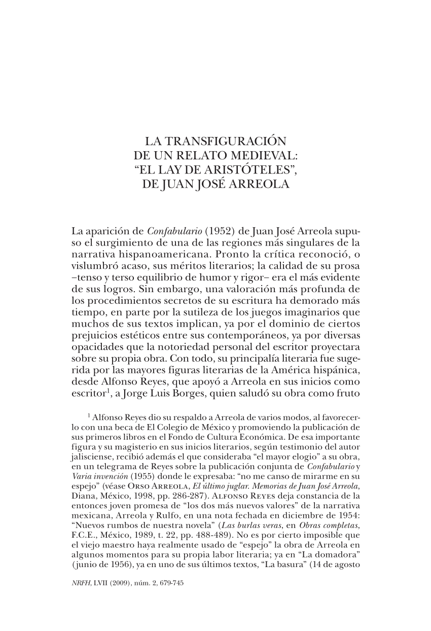 PDF) La transfiguración de un relato medieval : El lay de Aristóteles, de Juan  José Arreola