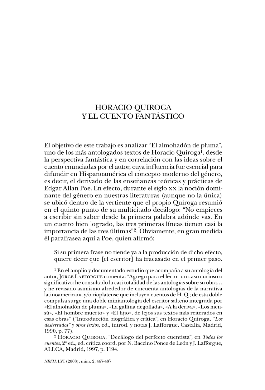 PDF) Horacio Quiroga y el cuento fantástico