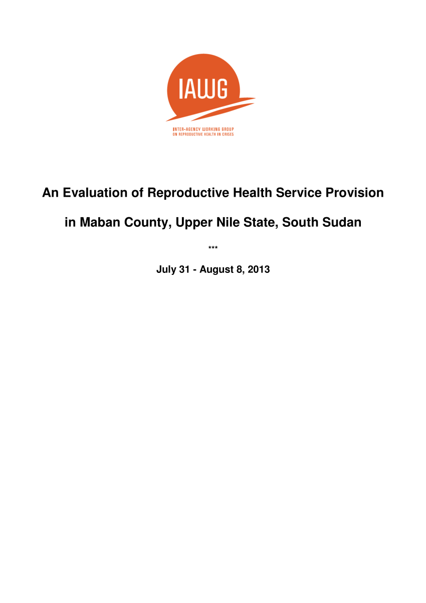 PDF) An Evaluation of Reproductive Health Service Provision in ...
