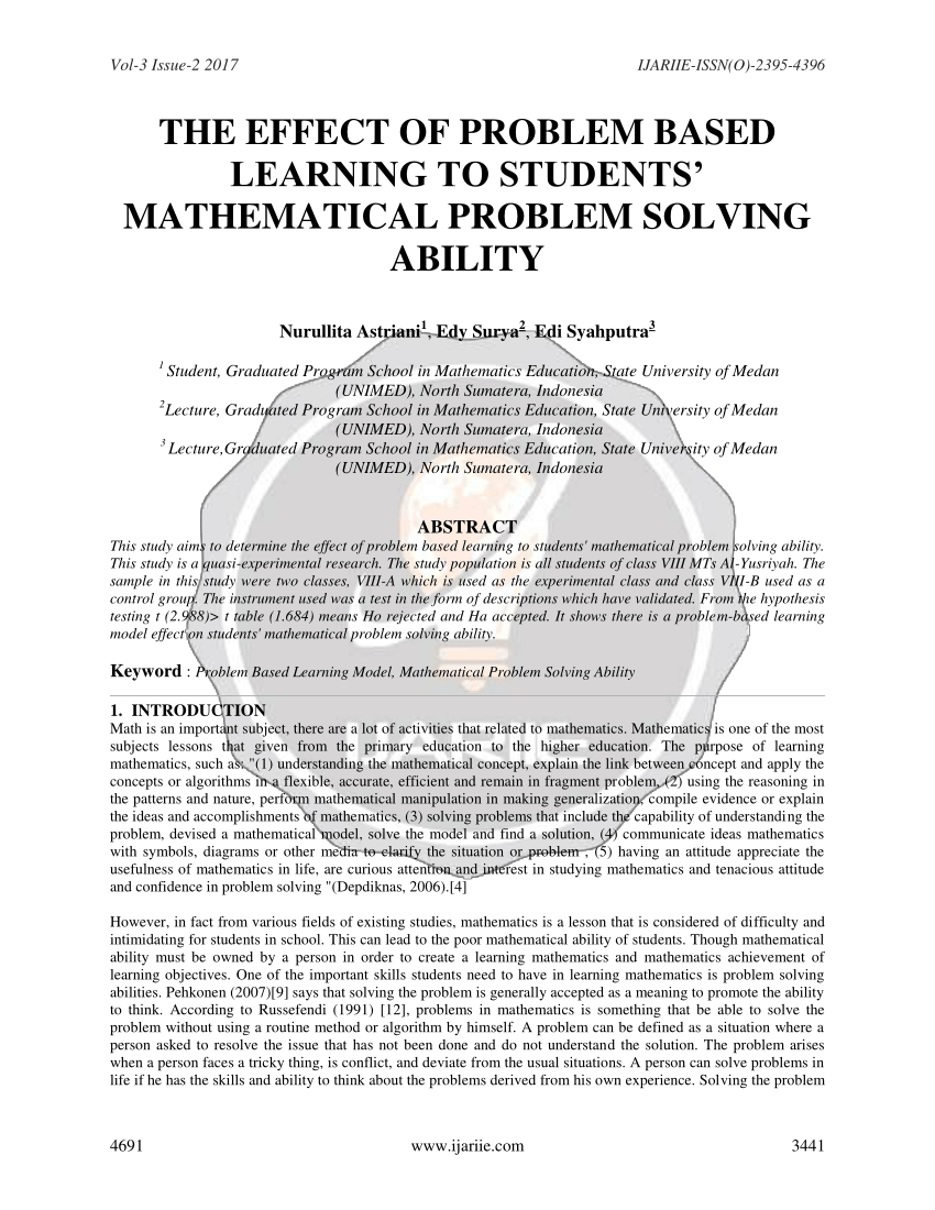 literature review of mathematical problem solving