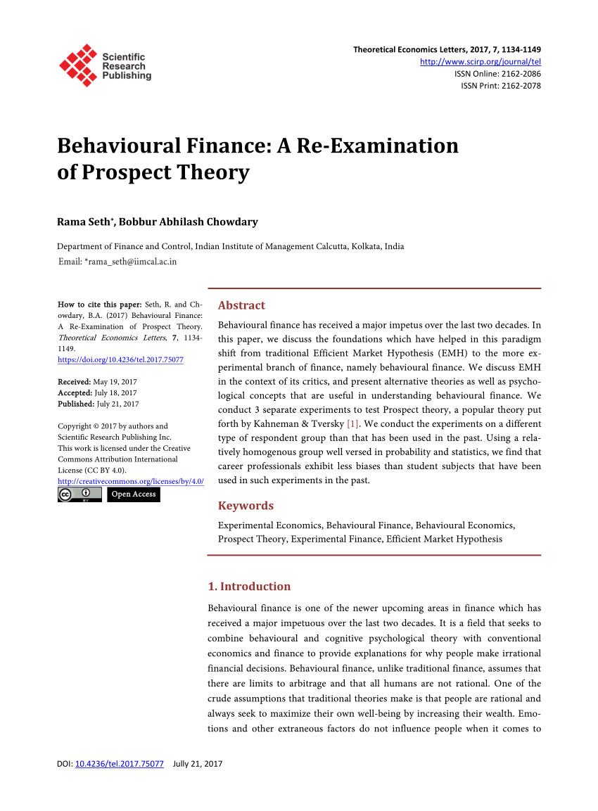 behavioural finance research papers pdf