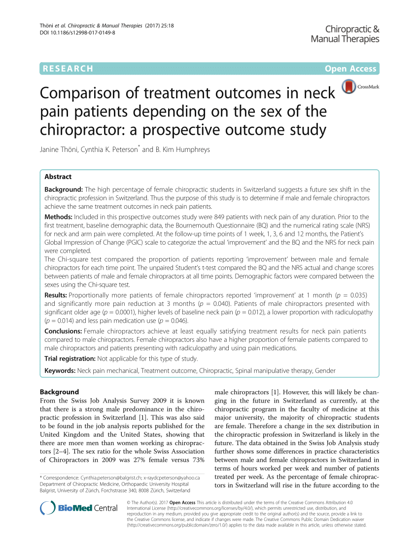 PDF) Comparison of treatment outcomes in neck pain patients ...