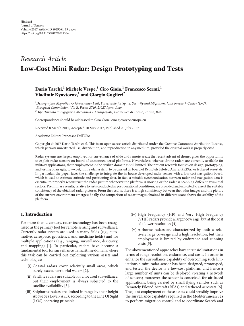 (PDF) Low-Cost Mini Radar: Design Prototyping and Tests