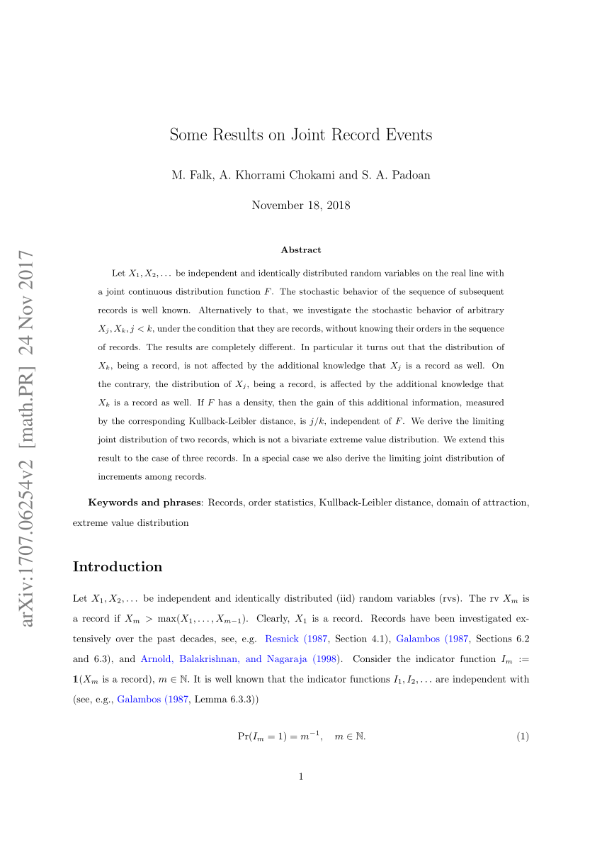 (PDF) Some Results on Joint Record Events