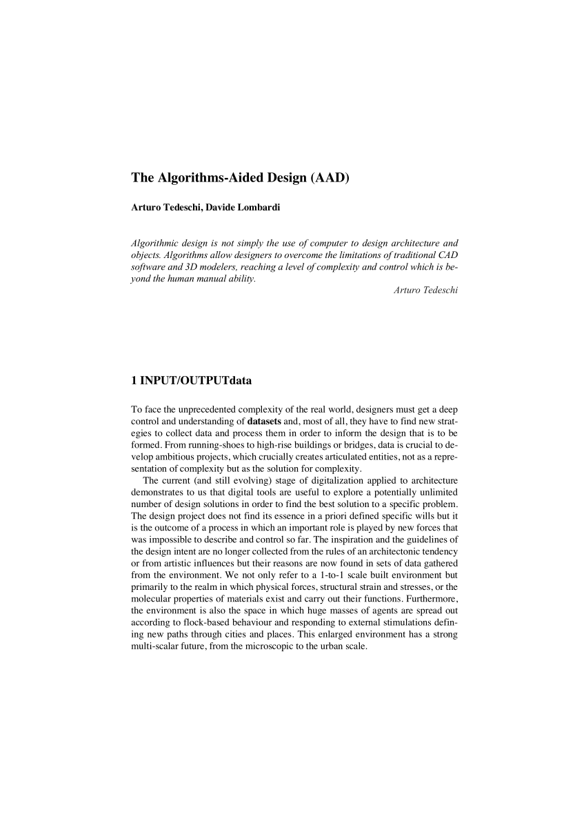 PDF) The algorithms-aided design (AAD)