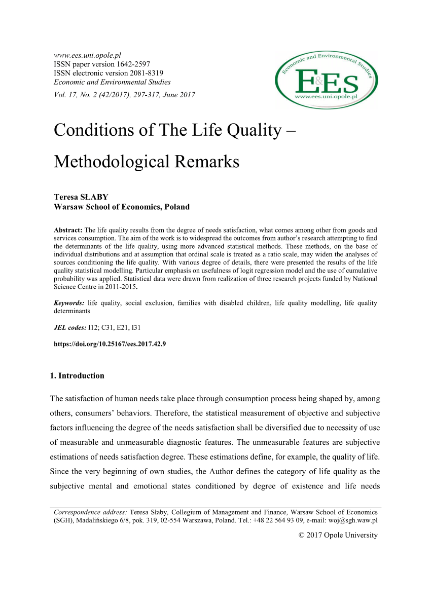 essay about quality of life