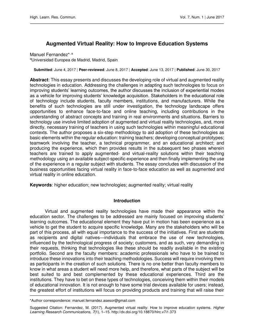 research paper on augmented reality in education
