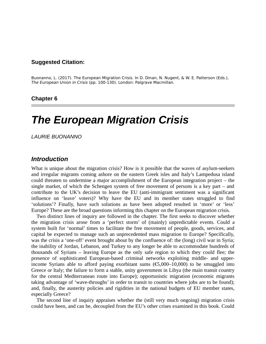 Pdf The European Migration Crisis