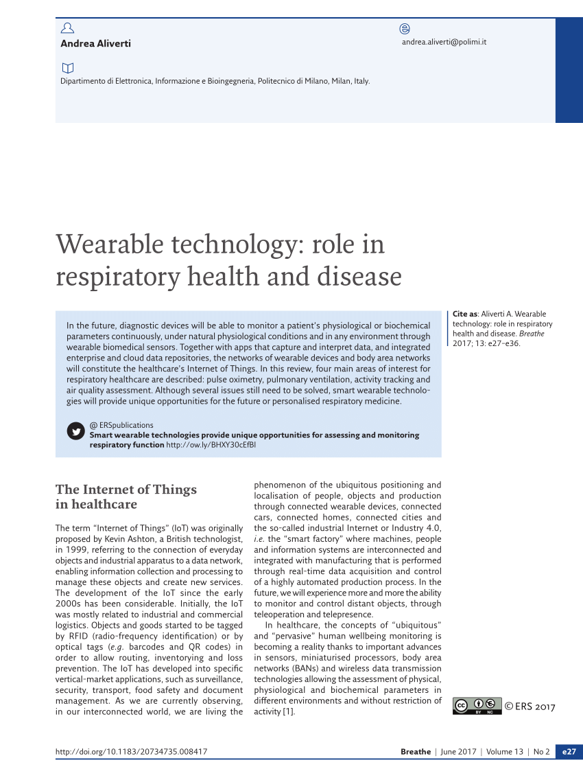 Wearable technology: role in respiratory health and disease
