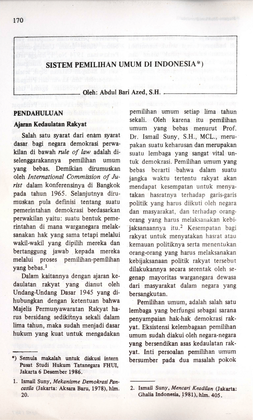 (PDF) Sistem Pemilu di Indonesia