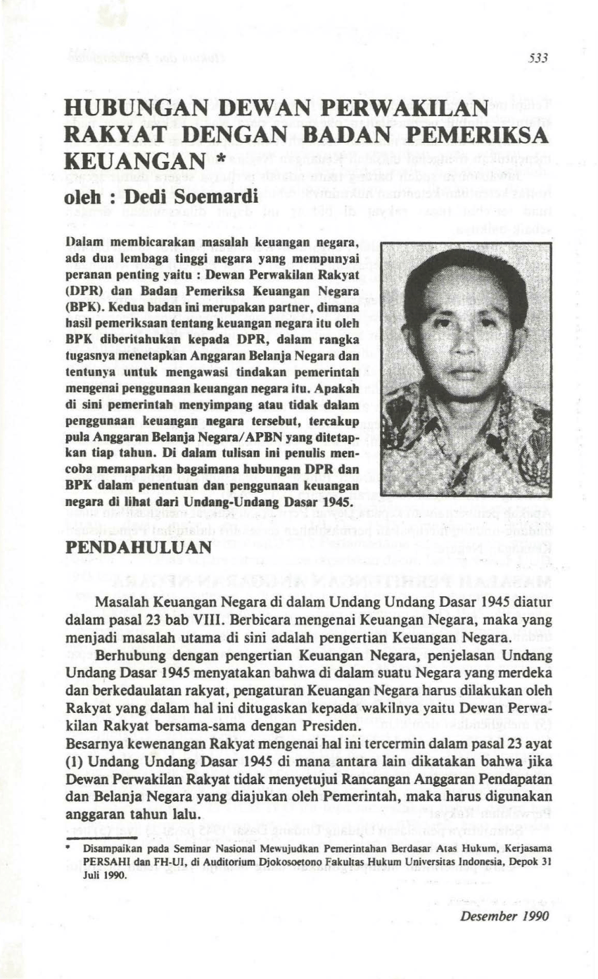 Pdf Hubungan Dpr Dengan Bpk