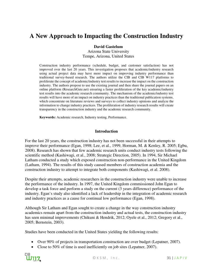 research topic in construction industry