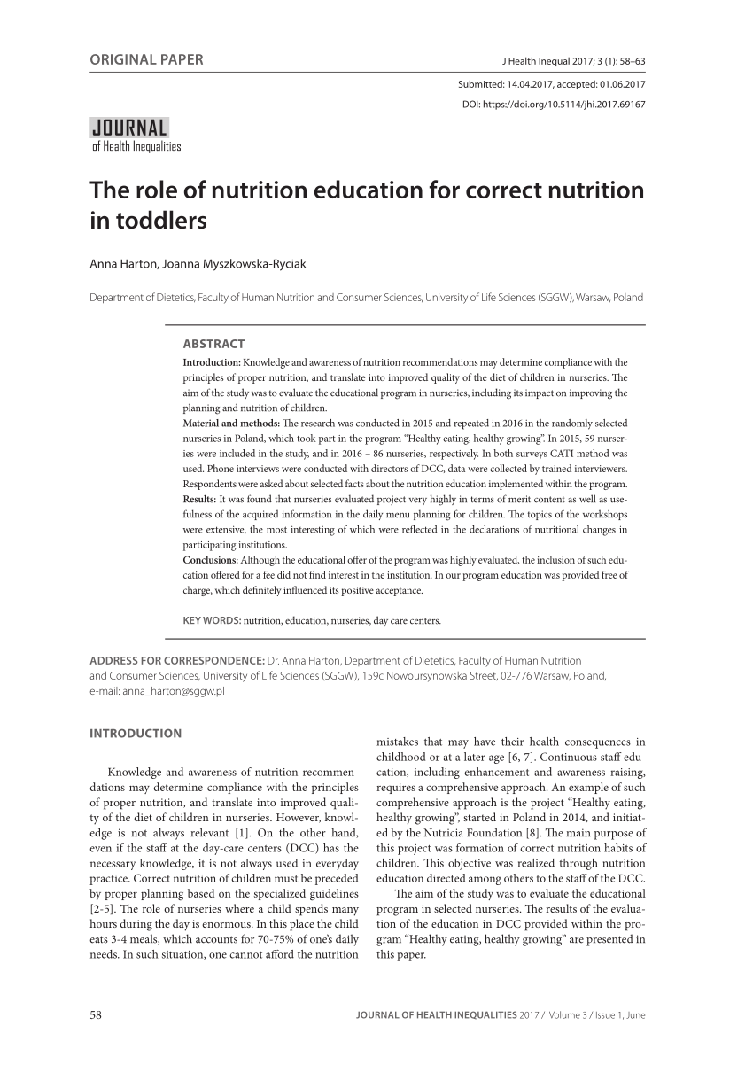 research topics on child nutrition