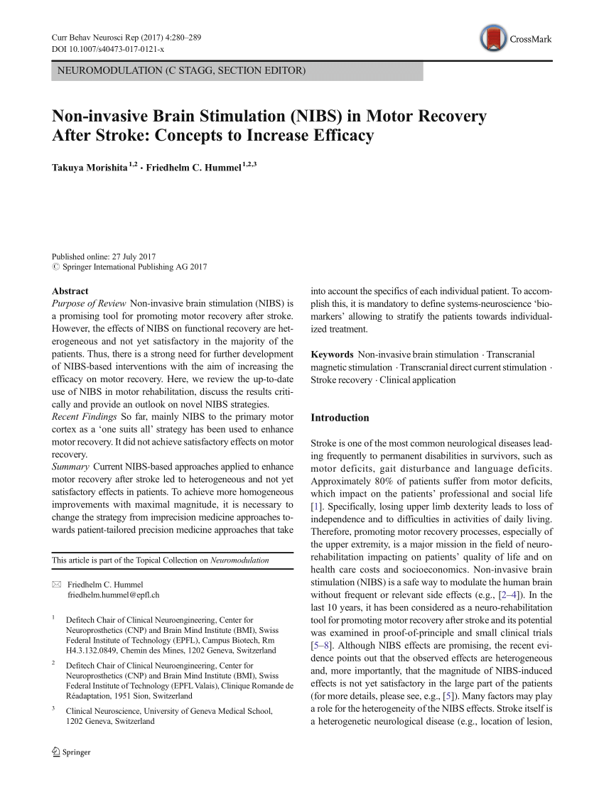 Giftig påske snemand PDF) Non-invasive Brain Stimulation (NIBS) in Motor Recovery After Stroke:  Concepts to Increase Efficacy