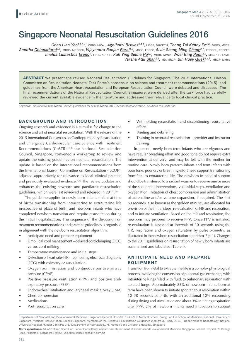 (PDF) Singapore Neonatal Resuscitation Guidelines 2016