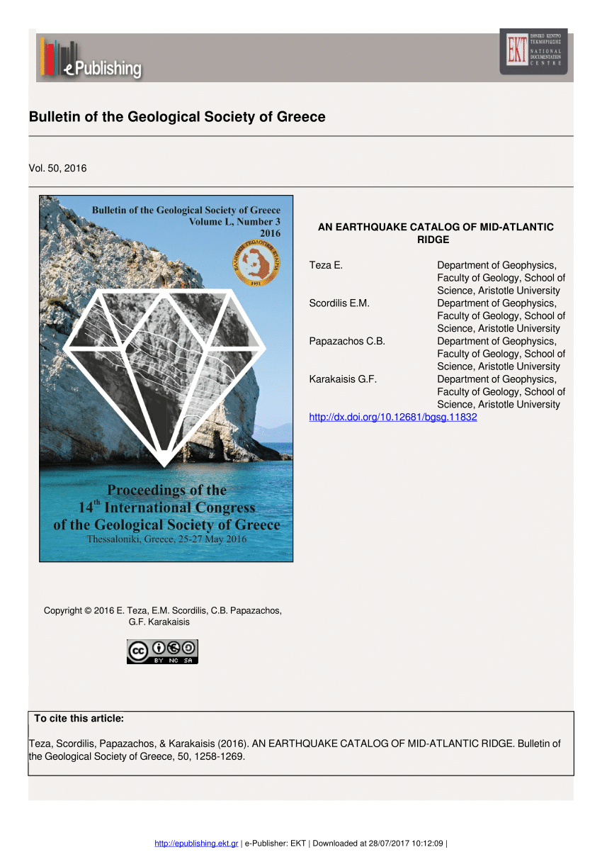 Pdf An Earthquake Catalog Of Mid Atlantic Ridge