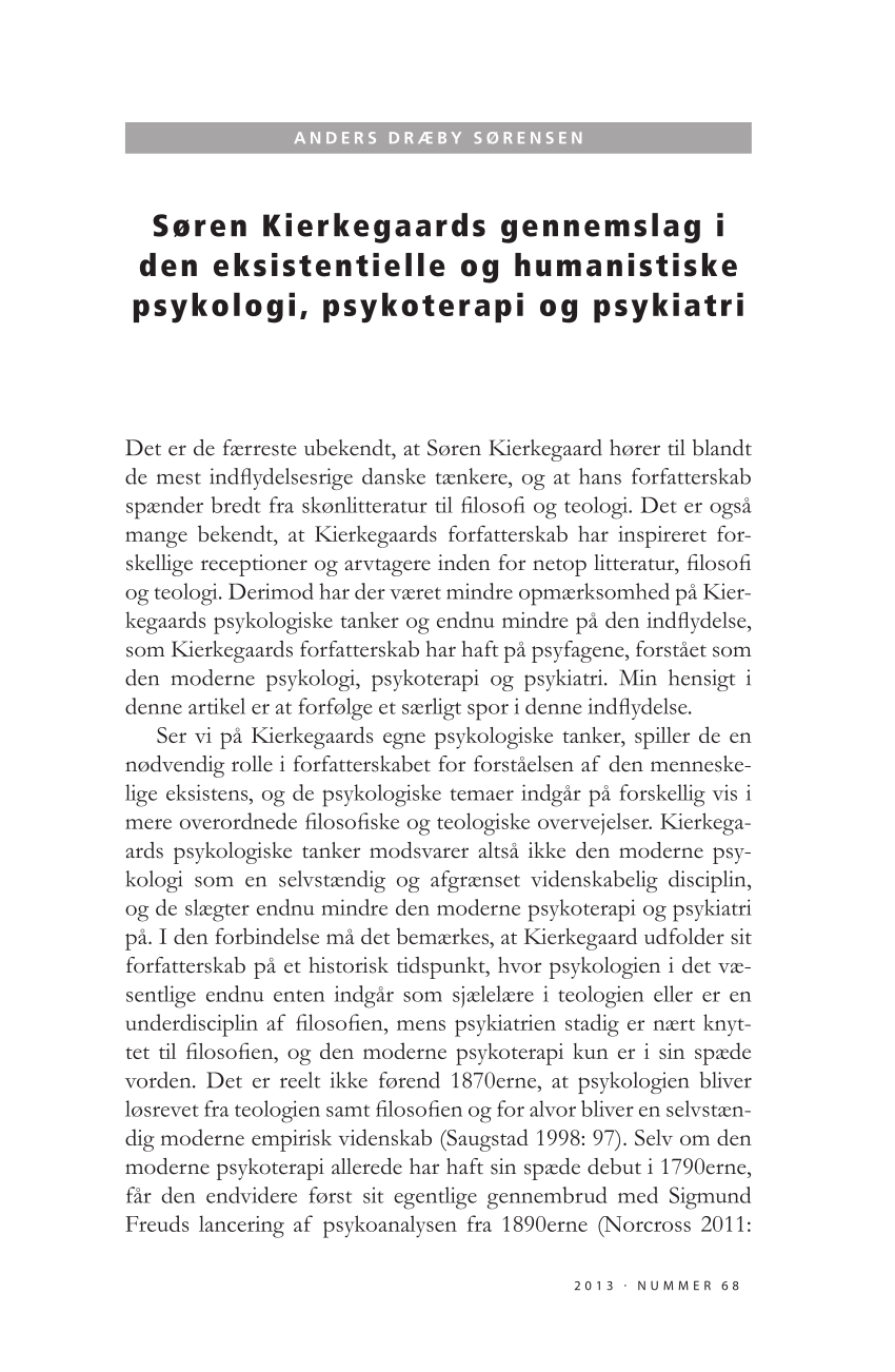 fløjte Konsultere Allergisk PDF) Søren Kierkegaards gennemslag i den eksistentielle og humanistiske  psykologi, psykoterapi og psykiatri