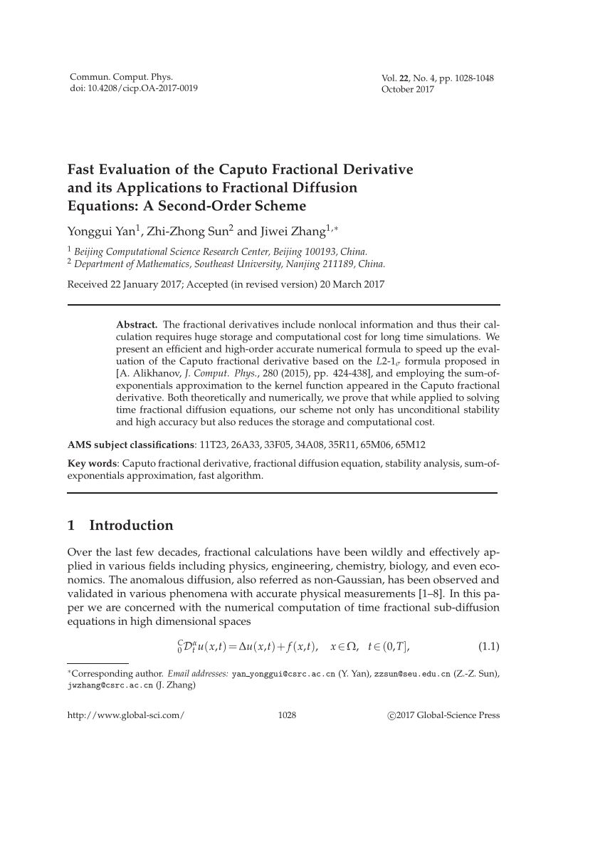PDF) Fast Evaluation of the Caputo Fractional Derivative and its 