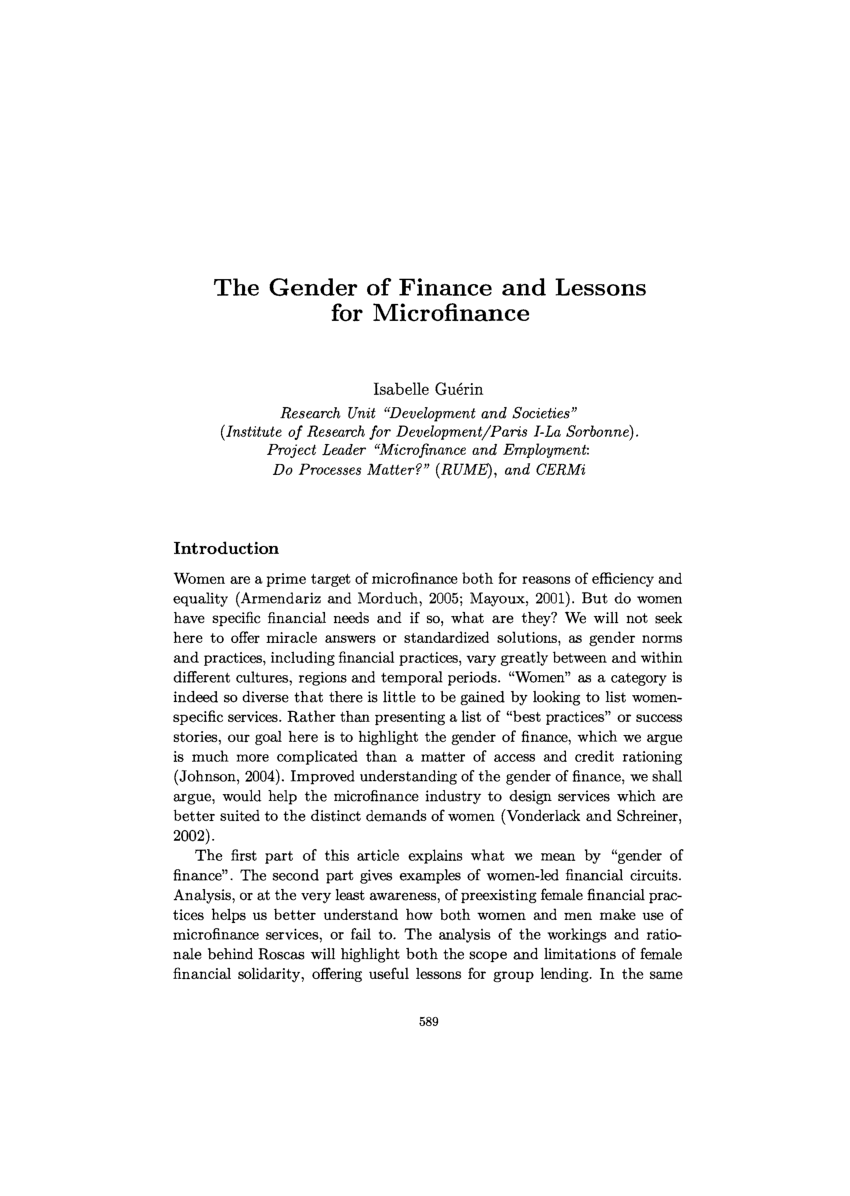 research article on microfinance