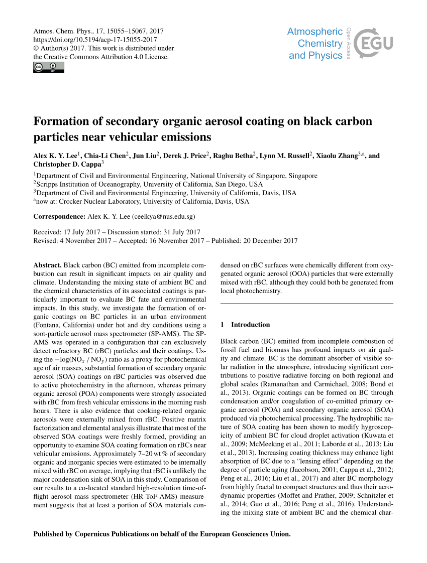 PDF) Formation of secondary organic aerosol coating on black 