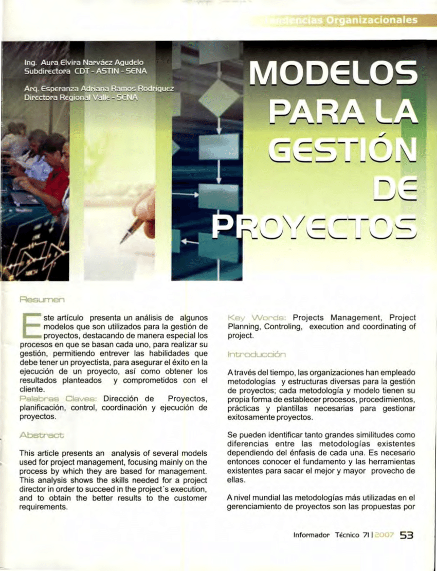 PDF) Modelos para la Gestión de Proyectos
