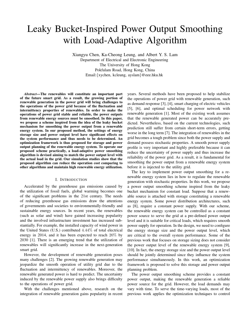 (PDF) Leaky bucketinspired power output smoothing with loadadaptive