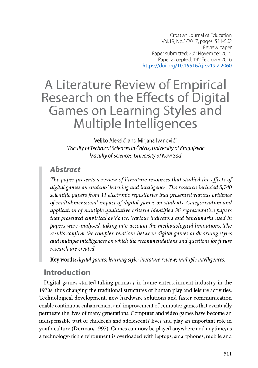 example of an empirical literature review