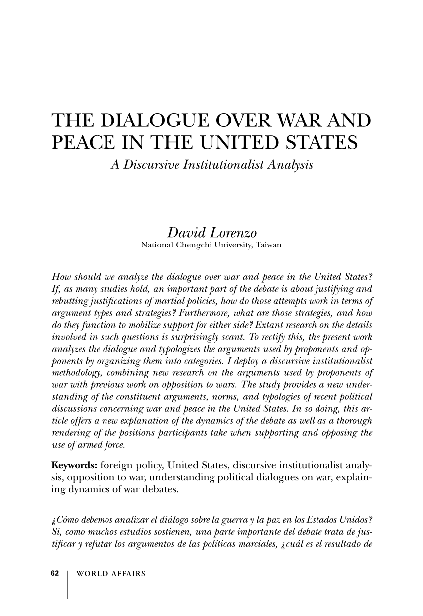 war and peace thesis
