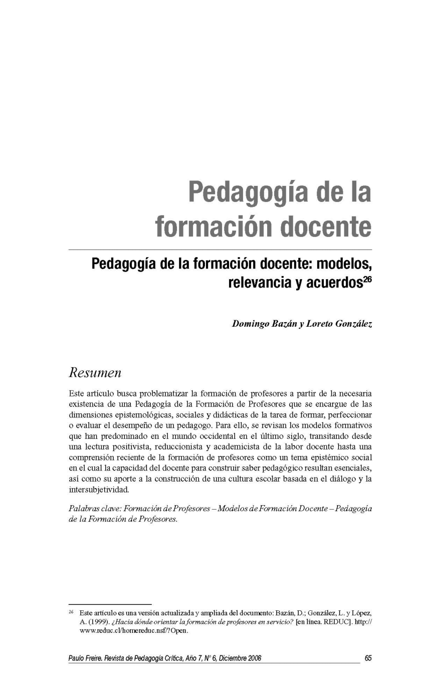 Pdf Pedagogía De La Formación Docente Modelos Relevancia Y Acuerdos 0344