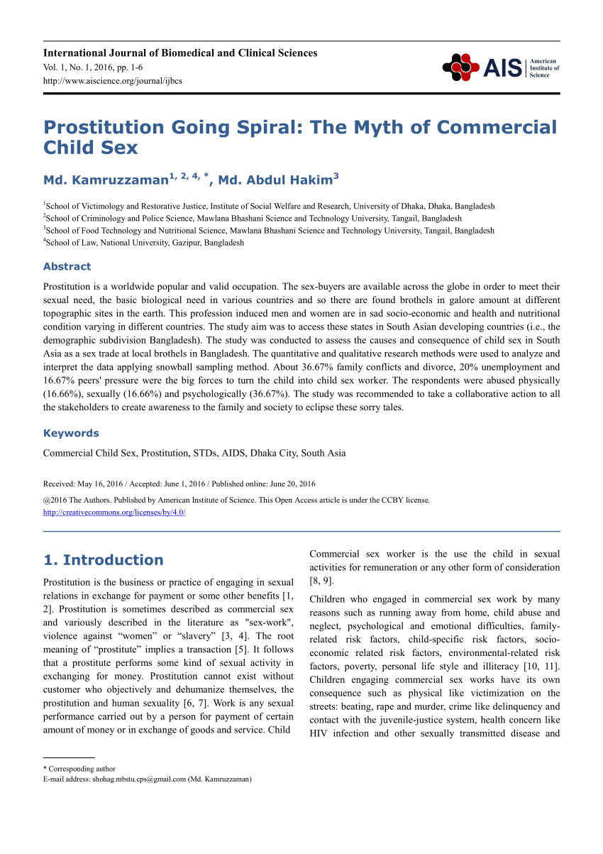 PDF) Prostitution Going Spiral: The Myth of Commercial Child Sex