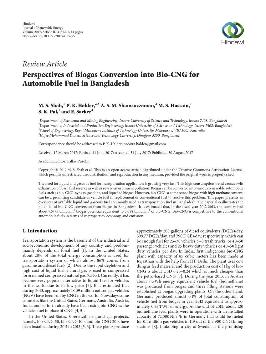 Pdf Perspectives Of Biogas Conversion Into Bio Cng For Automobile Fuel In Bangladesh