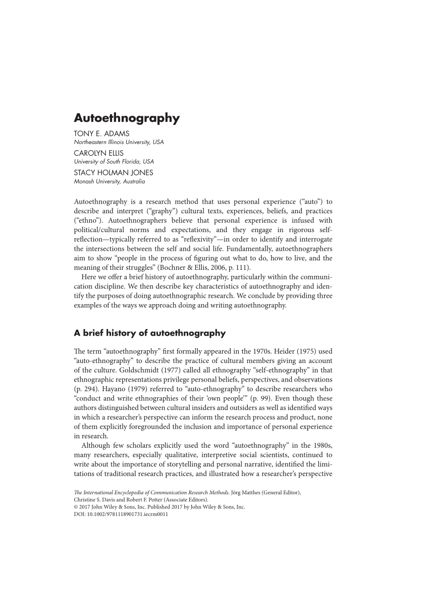 PDF) Autoethnography