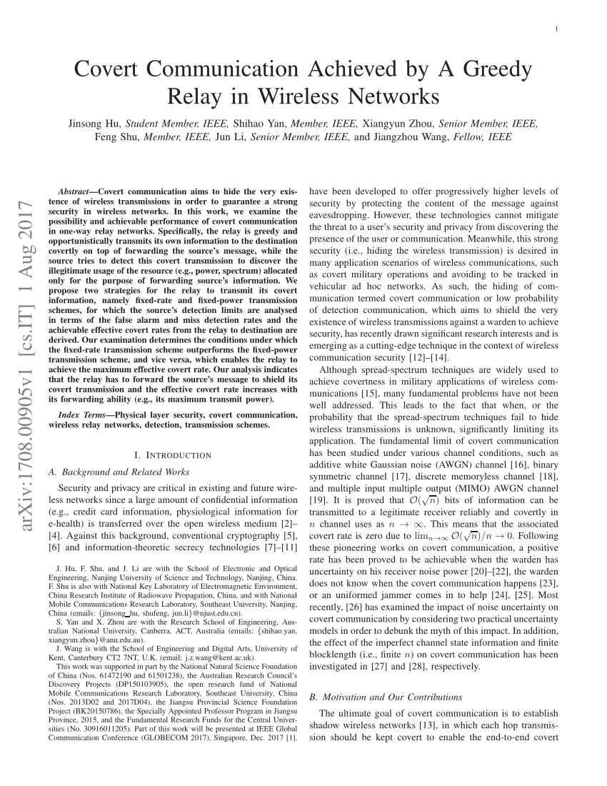 (PDF) Covert Communication Achieved by A Greedy Relay in Wireless Networks