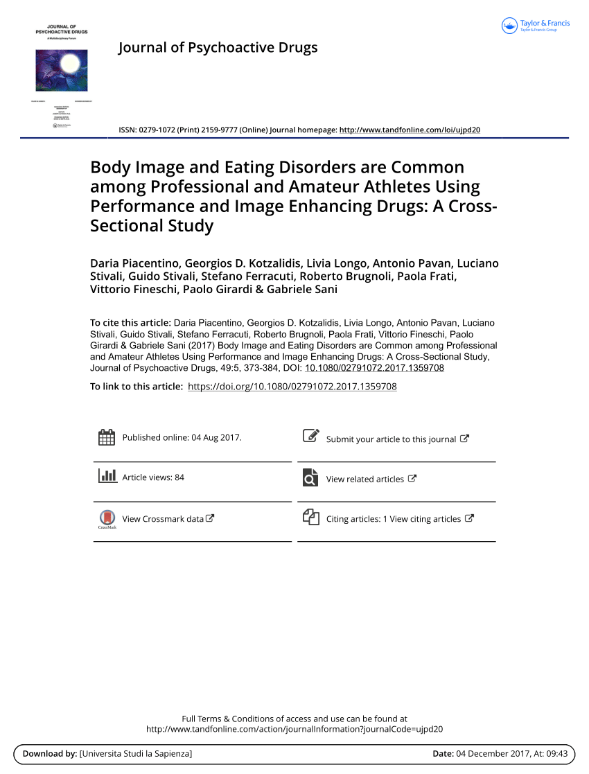 PDF) Body Image and Eating Disorders are Common among Professional and Amateur Athletes Using Performance and Image Enhancing Drugs A Cross-Sectional Study
