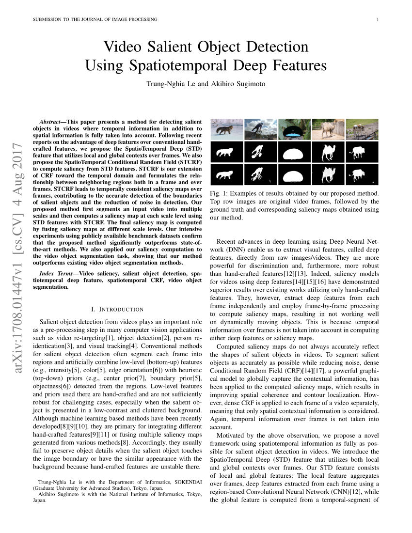 Pdf Video Salient Object Detection Using Spatiotemporal Deep Features Images, Photos, Reviews