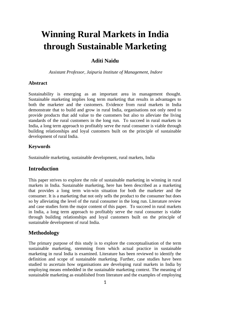 research paper on rural marketing in india pdf