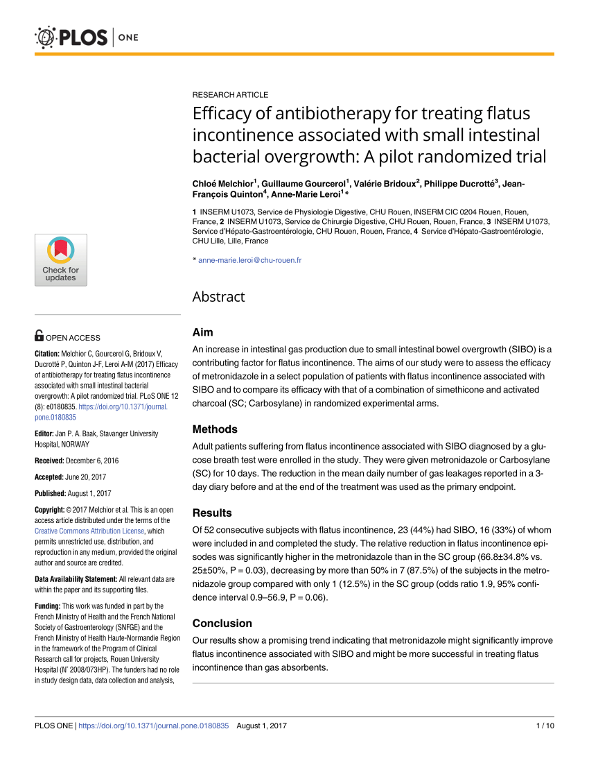 PDF Efficacy of antibiotherapy for treating flatus incontinence  