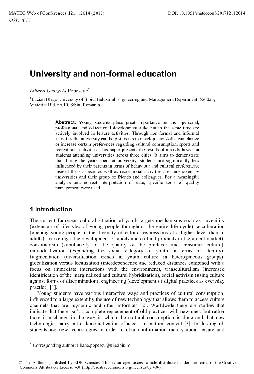 non formal education thesis