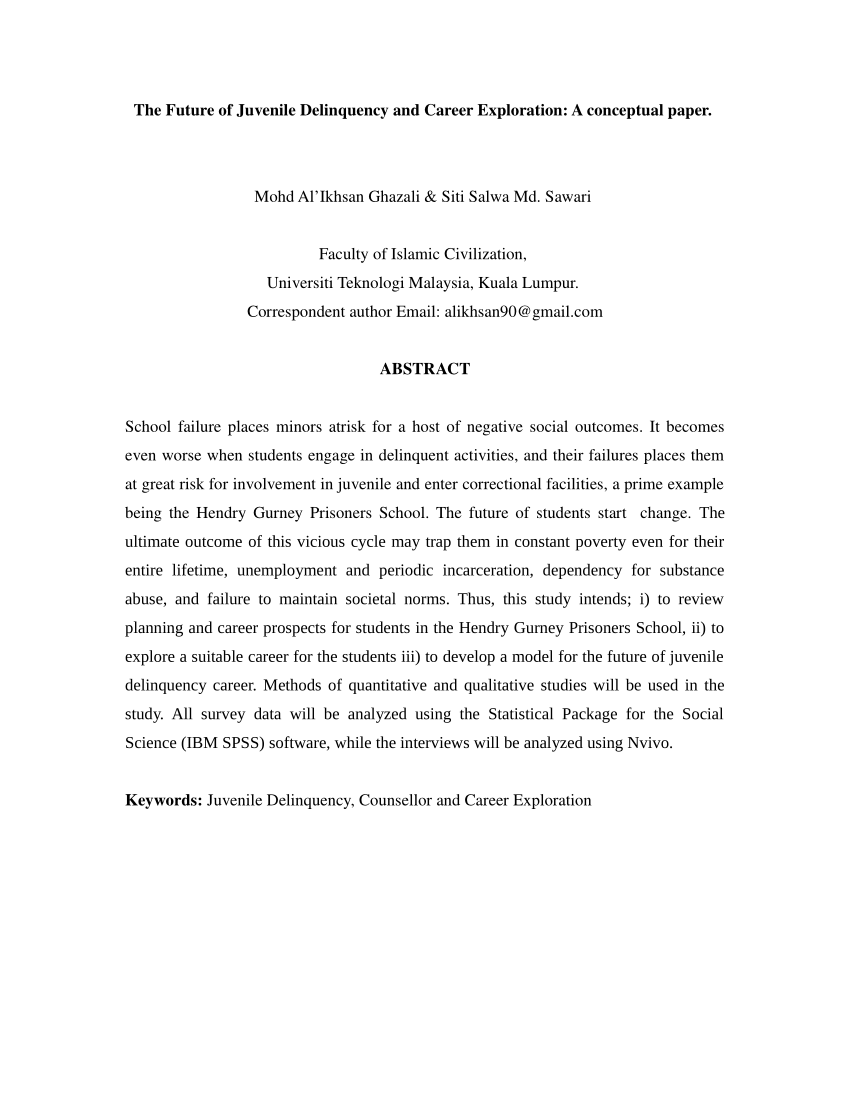 juvenile delinquency research paper pdf