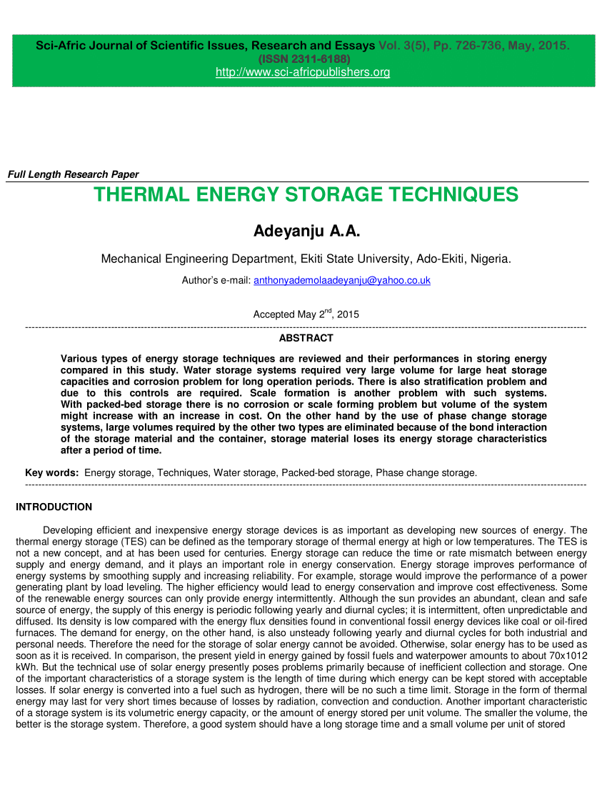 energy storage essay